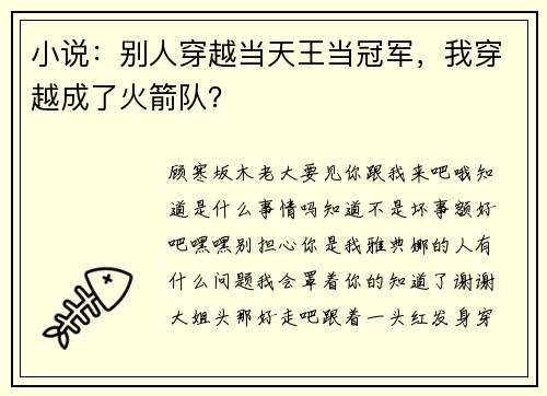 小说：别人穿越当天王当冠军，我穿越成了火箭队？